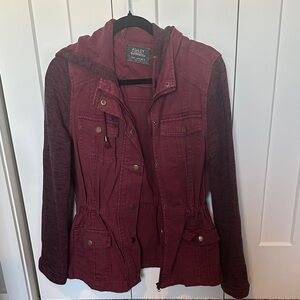 Ashley Oversized Burgundy Hooded Utility Jacket